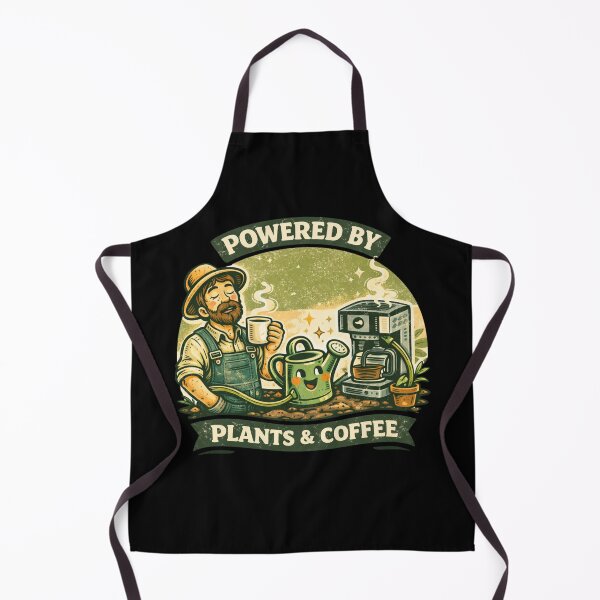 Item preview, Powered by Plants & Coffee - Funny Retro Gardener designed and sold by VeroChaos.