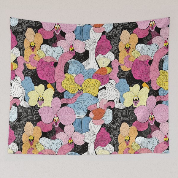 Item preview, Beautiful orchid flowers abstract repeated design pattern designed and sold by Rhu Creations.