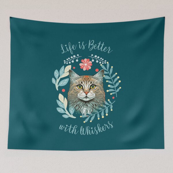 Item preview, Life is Better with Whiskers Funny Cat designed and sold by Sachie's Studio.
