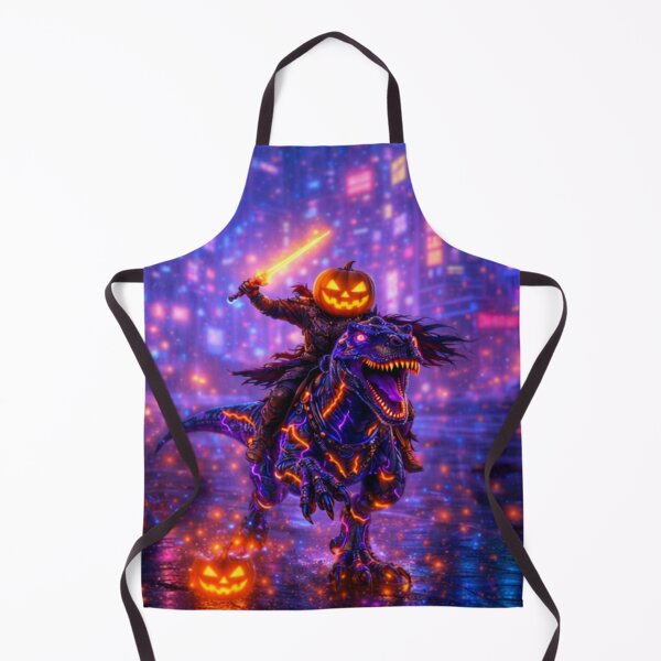 Item preview, Headless Horseman Neon Reign – Cyberpunk Halloween Fantasy Art designed and sold by TheHorsemanRidesAgain.