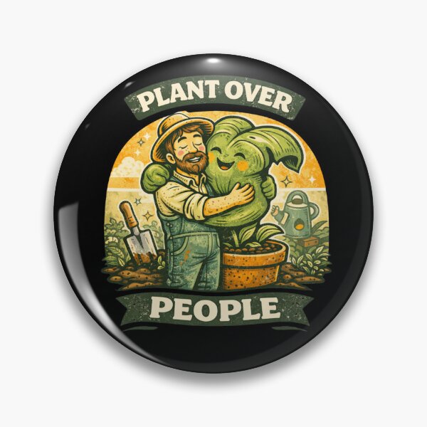 Item preview, Plant Over People - Funny Retro Gardener Hugging Plant designed and sold by VeroChaos.