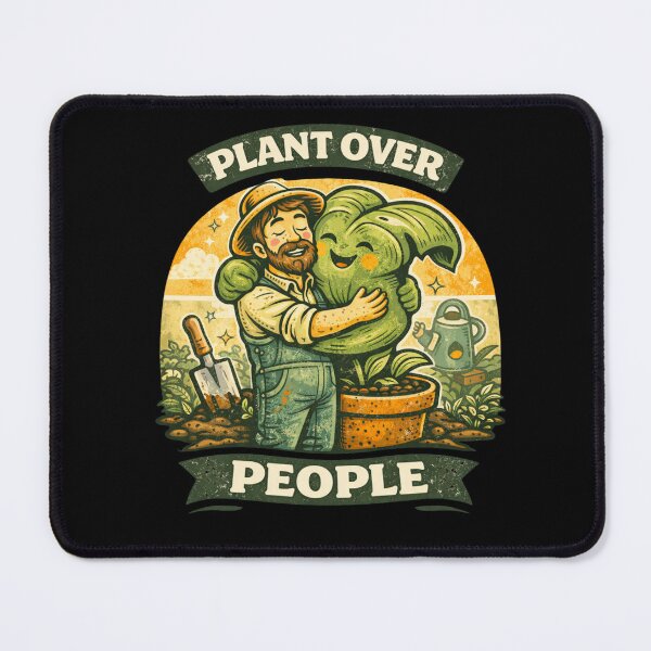 Item preview, Plant Over People - Funny Retro Gardener Hugging Plant designed and sold by VeroChaos.