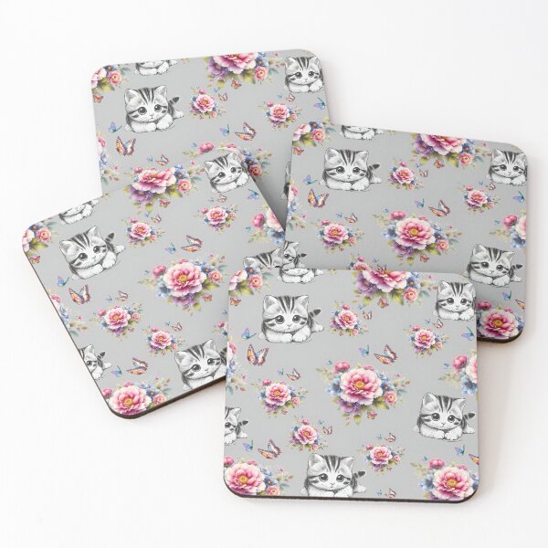 Item preview, Cute Cats and Roses Pattern – Soft Pastel Style designed and sold by Good Vibes .