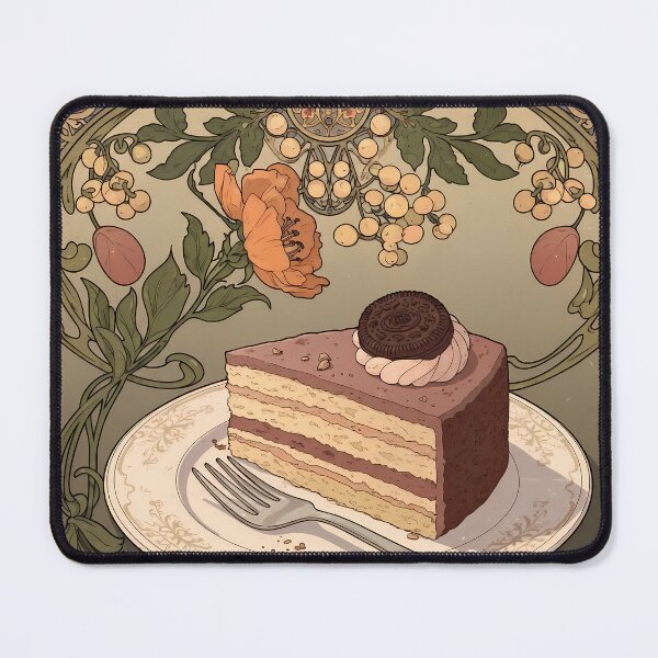 Item preview, Vintage Dessert Art – Chocolate Layer Cake with Cookie and Flowers designed and sold by VAGABOND12.