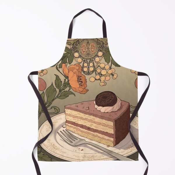 Item preview, Vintage Dessert Art – Chocolate Layer Cake with Cookie and Flowers designed and sold by VAGABOND12.