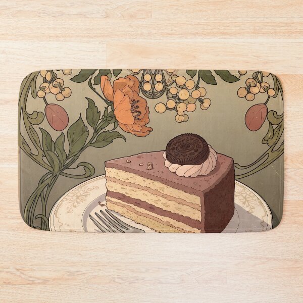 Item preview, Vintage Dessert Art – Chocolate Layer Cake with Cookie and Flowers designed and sold by VAGABOND12.