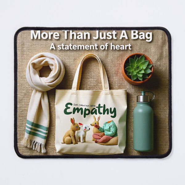 Item preview, More Than Just a Bag — Flatlay of “Empathy” Tote with Essentials | A Statement of Heart designed and sold by Creative-RE.
