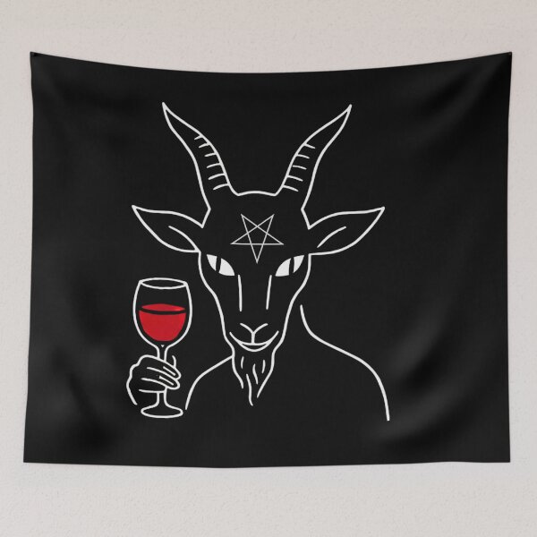 Item preview, Baphomet with Wine Glass - Gothic Occult Line Art designed and sold by MoonlitCatacomb.