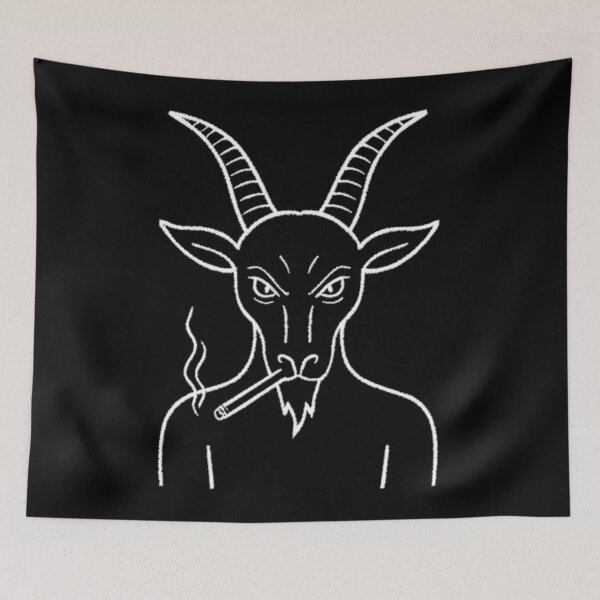 Item preview, Smoking Baphomet - Grungy Gothic Line Art или Bad Vibes Baphomet - Edgy Occult Illustration designed and sold by MoonlitCatacomb.