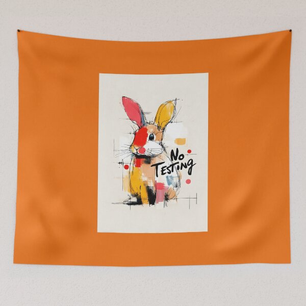 Item preview, No Animal Testing - Vibrant Rabbit Protest Art - Bold Animal Rights Statement Artwork designed and sold by OlfactoART Studio.