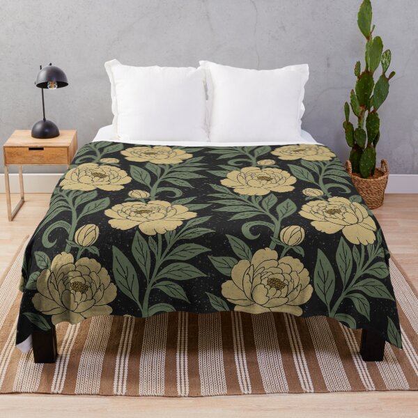 Item preview, Large scale of Dark Vintage Peony Botanical Floral Vine Repeat Pattern designed and sold by DColourMuse.