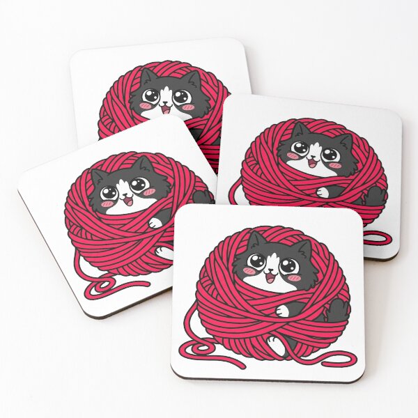 Item preview, Kawaii Tuxedo Cat Tangled in Giant Red Yarn Funny Valentine Shirt designed and sold by Inna Myrien.