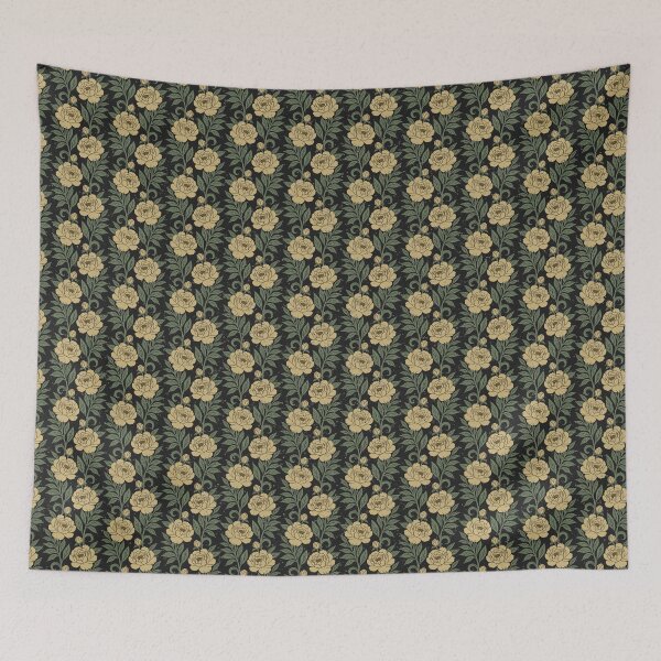 Item preview, Small scale of Dark Vintage Peony Botanical Floral Vine Repeat Pattern designed and sold by DColourMuse.