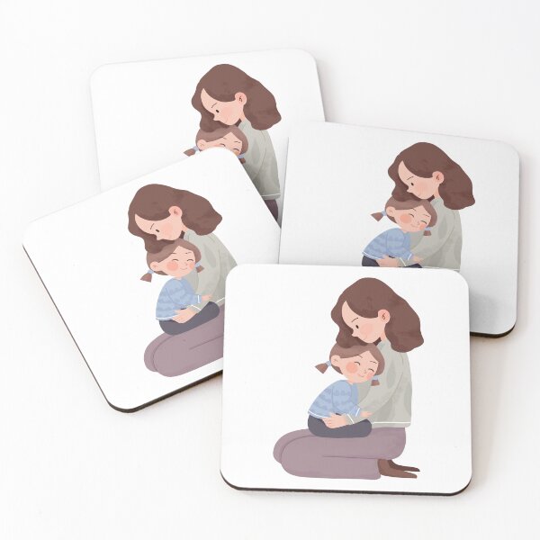 Artikelvorschau, Mutter umarmt Kind – süße Liebesillustration entworfen und verkauft von CozyMomDesigns.