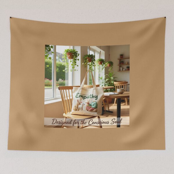 Item preview, Designed for the Conscious Soul — “Empathy” Tote on Dainty Wooden Café Chair | Mindful Dining Style designed and sold by Creative-RE.