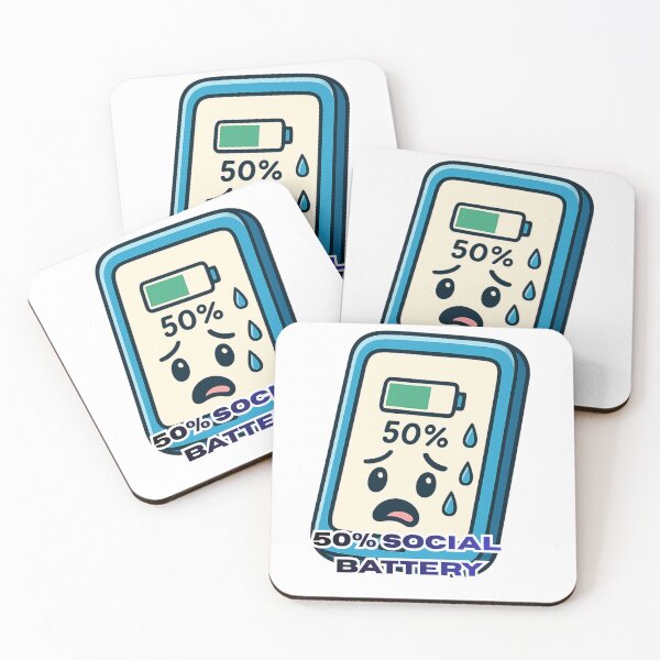 Item preview, 50% Social Battery Half Energy Introvert Mood Funny Sticker designed and sold by LumereAndCoeur.