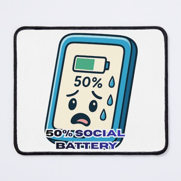 Item preview, 50% Social Battery Half Energy Introvert Mood Funny Sticker designed and sold by LumereAndCoeur.