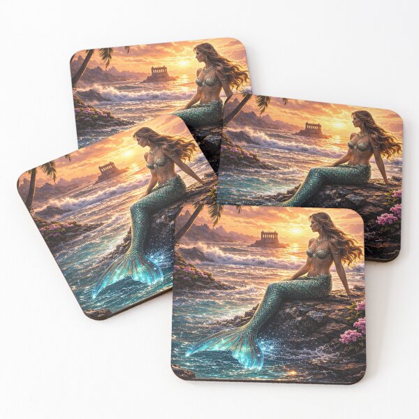 Item preview, Sunset Mermaid on a Tropical Shore designed and sold by Pixel Junkies Studio.