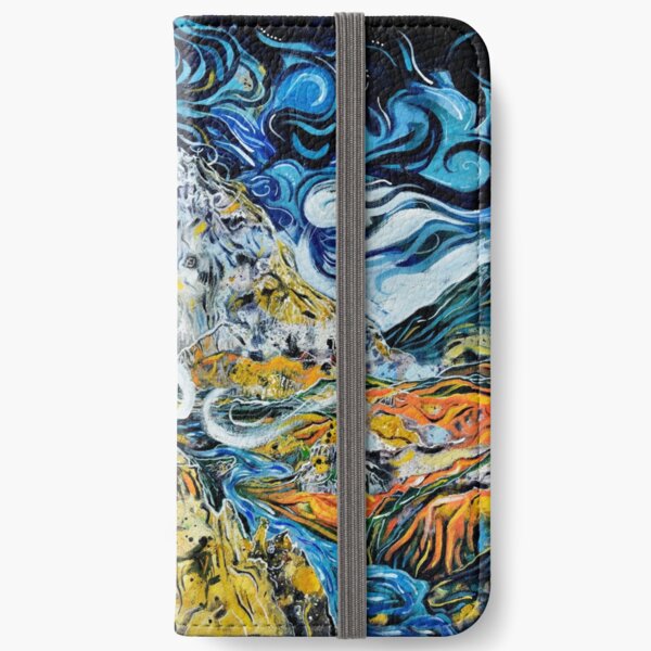 The mountain smokes beneath the moon iPhone Wallet