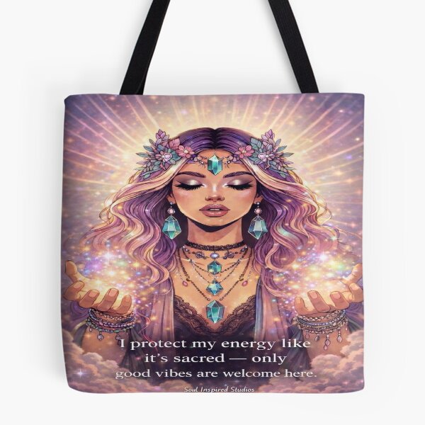 Item preview, Good Vibes Only Goddess Art Print | Spiritual Affirmation Wall Art | Positive Energy Illustration | Crystal Witch Aesthetic | Divine Feminine Decor designed and sold by SoulInspiredStudios.