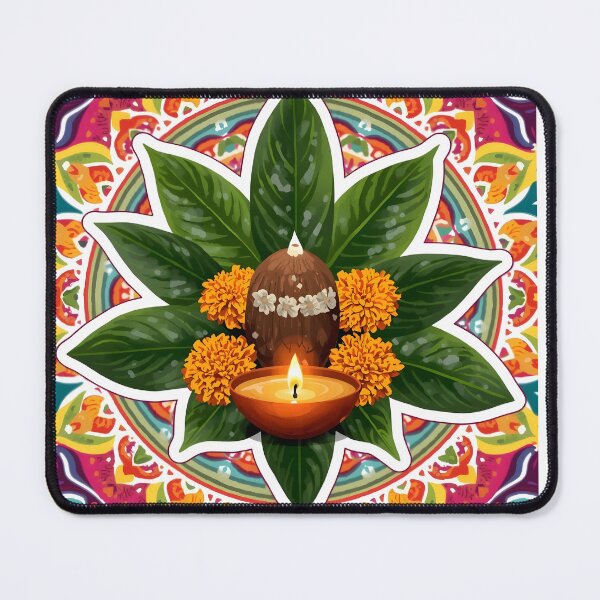 Item preview, Navratri Kalash & Diya Sticker designed and sold by Teewave-Ashish.