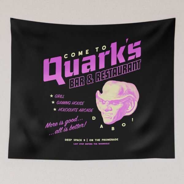 Item preview, Star More Is Goodf All Is Better Space Nine Come To Quark'S Bar Logo Grill Gamming House Holosuite Arcade  designed and sold by JacobVarghese.