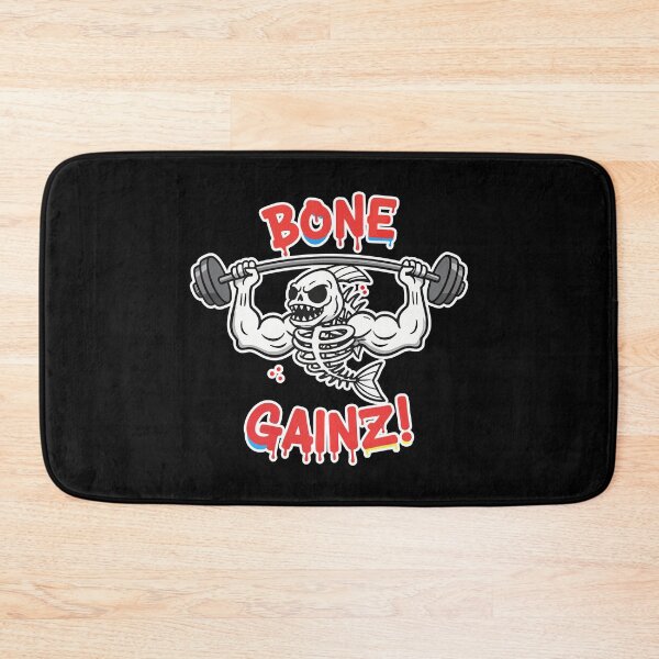 Item preview, Bone Gainz Skeletal Fish Lifting Edgy Gym Cartoon designed and sold by Taridesign.