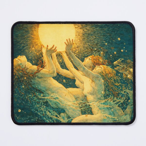 Item preview, Sunrise Water - Art Nouveau Illustration Vintage Mythological Sea Nymphs Scene for Fantasy Art Lovers designed and sold by RickE.