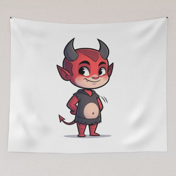Item preview, Cute Little Devil – Kawaii Demon Cartoon Sticker designed and sold by Mojbin.