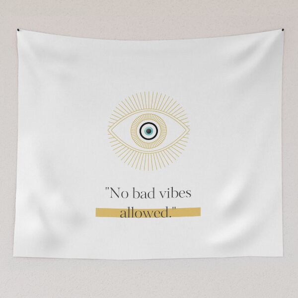 Item preview, Boho Evil Eye "No Bad Vibes" Art designed and sold by AuraLoft.