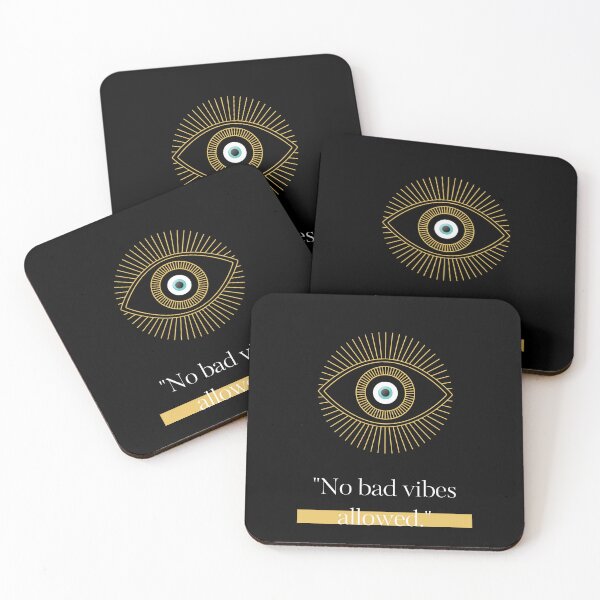 Item preview, Boho Evil Eye "No Bad Vibes" Art designed and sold by AuraLoft.