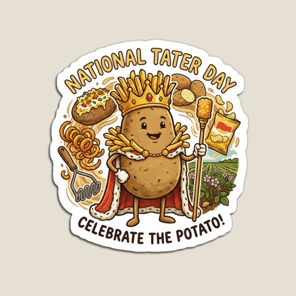Item preview, National Tater Day Funny Potato Food Holiday Sticker designed and sold by GymTanLaundry.