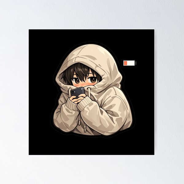 Item preview, Introvert Mood Anime Boy Hoodie | Low Social Battery Cute Sticker designed and sold by CutePearlStudio.