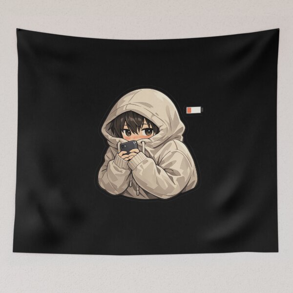 Item preview, Introvert Mood Anime Boy Hoodie | Low Social Battery Cute Sticker designed and sold by CutePearlStudio.