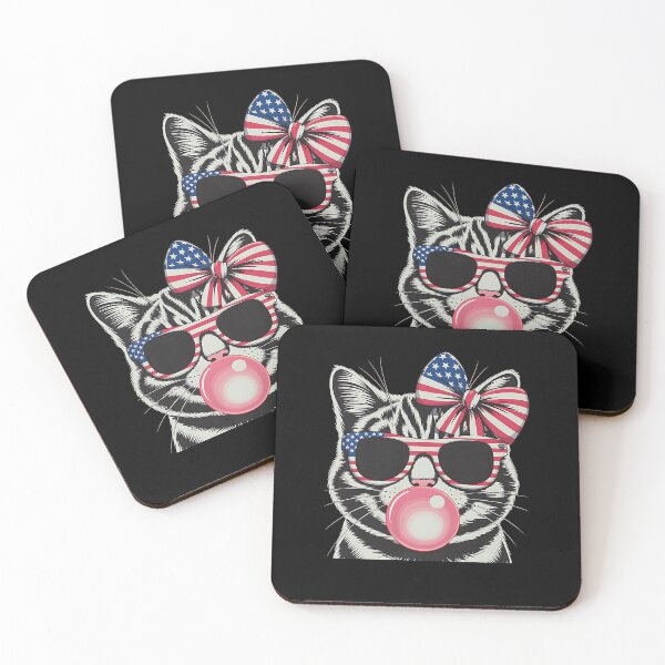 Item preview, Patriotic Cat 4Th of July Bow American Flag Girls Women designed and sold by Boutkimaewab.