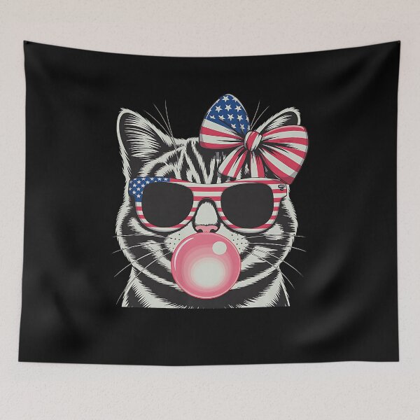 Item preview, Patriotic Cat 4Th of July Bow American Flag Girls Women designed and sold by Boutkimaewab.