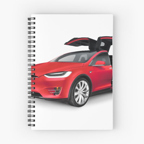 Item preview, Red Tesla Model X luxury SUV electric car with open falcon-wing doors Wall Art Print designed and sold by MaximImages .com Exquisite Arts.