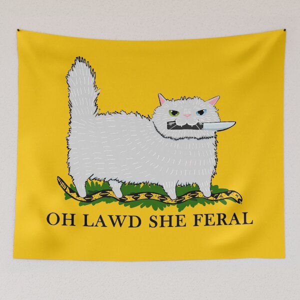 Item preview, Oh Lawd She Feral White Cat designed and sold by KilkennyCat Art.