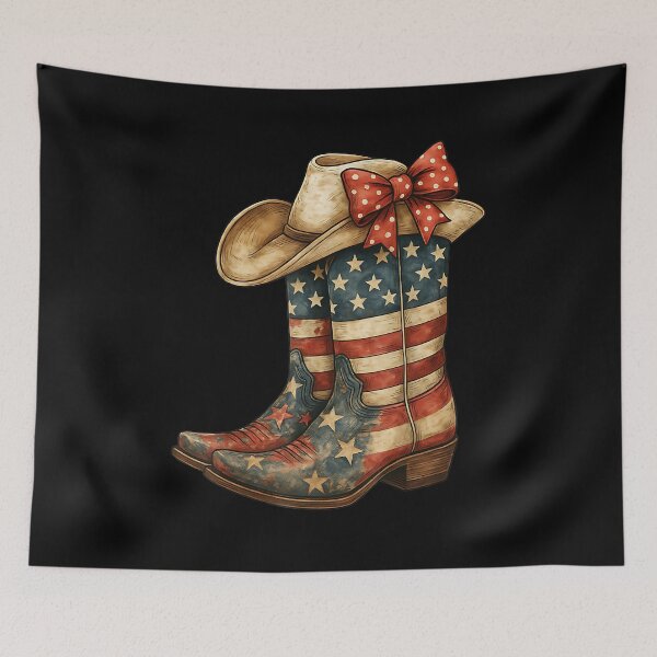Item preview, Retro Western Cowboy Boots Cowgirl American Flag 4th of July designed and sold by Boutkimaewab.