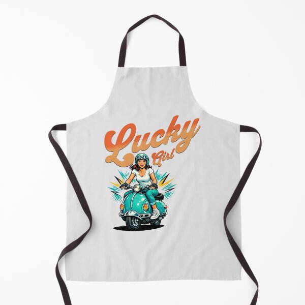 Item preview, Lucky Girl Retro Pin Up Scooter – Vintage Biker Design for girls designed and sold by Davimonst.