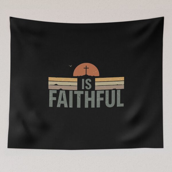 Item preview, God Is Faithful Retro Christian Sunset Design designed and sold by Sunniz.
