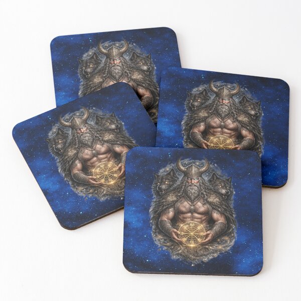 Item preview, Odin and His Wolves — Cosmic Norse Mythology Artwork designed and sold by MysticOzzy.