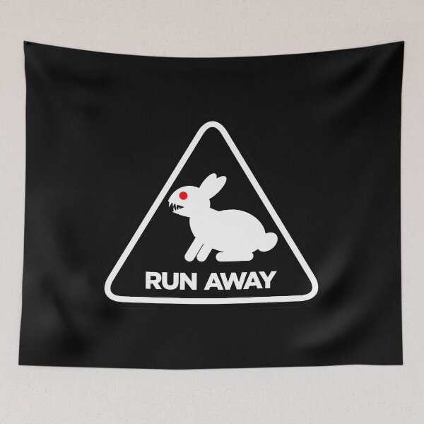 Item preview, Funny Rabbit Run Away Warning Sign Graphic designed and sold by wswrnyhj65.