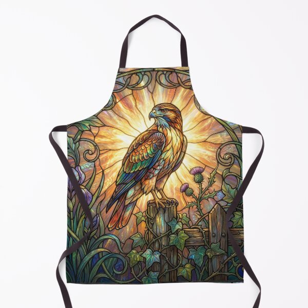 Item preview, Stained Glass Hawk With Thistles and Irises designed and sold by Tridentulus.