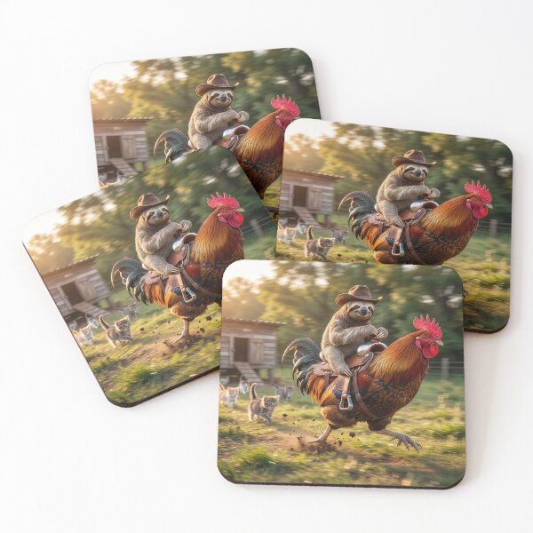 Item preview, Cowboy Sloth Rides His Chicken designed and sold by Tridentulus.