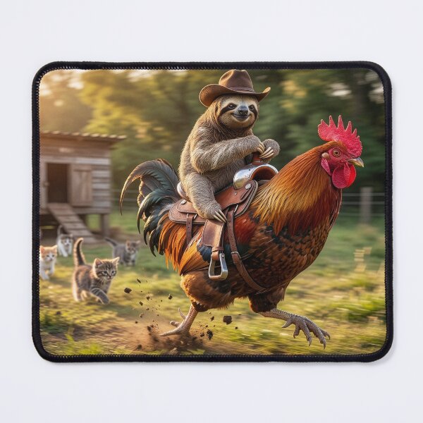 Item preview, Cowboy Sloth Rides His Chicken designed and sold by Tridentulus.