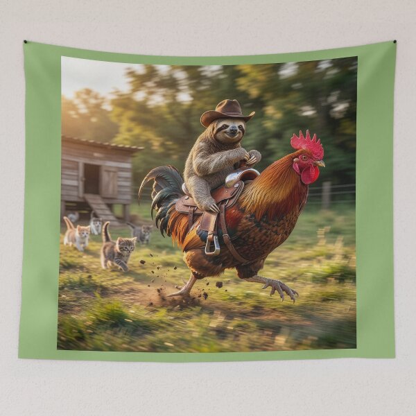 Item preview, Cowboy Sloth Rides His Chicken designed and sold by Tridentulus.