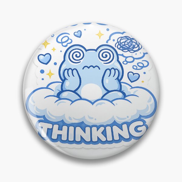 Item preview, Cute Blue Frog Can't Stop Thinking Funny Relatable Aesthetic Sticker designed and sold by Digital_products_0111.