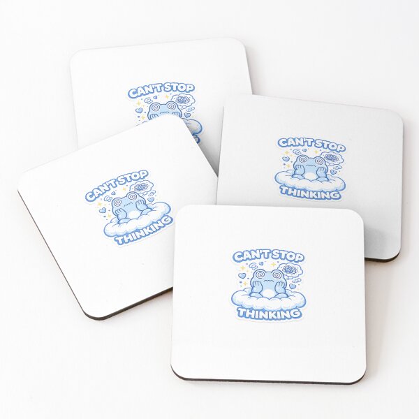 Item preview, Cute Blue Frog Can't Stop Thinking Funny Relatable Aesthetic Sticker designed and sold by Digital_products_0111.