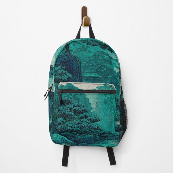 Item preview, Scenic Japanese landscape waterfall in shades of green designed and sold by dcrc.